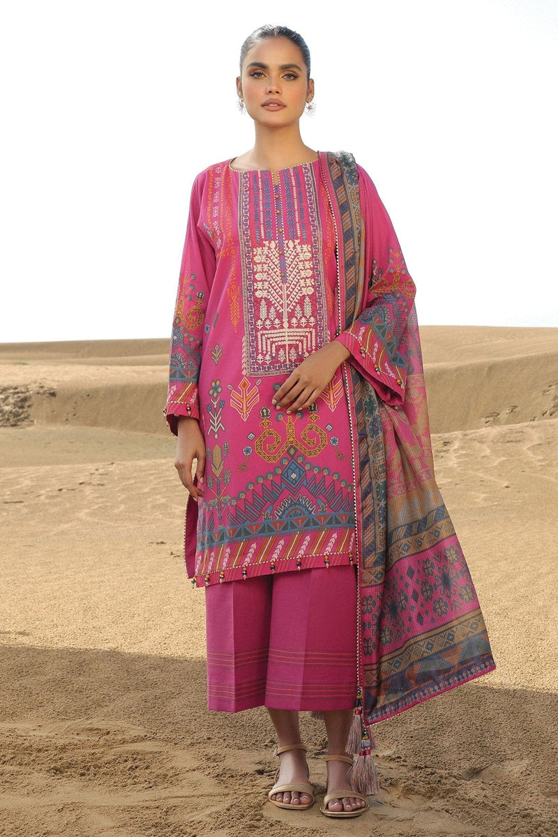 3 pc Embroidered Lawn Suit With Fancy Dupatta