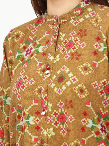 Pret 2Pc Printed Khaddar Shirt Trouser