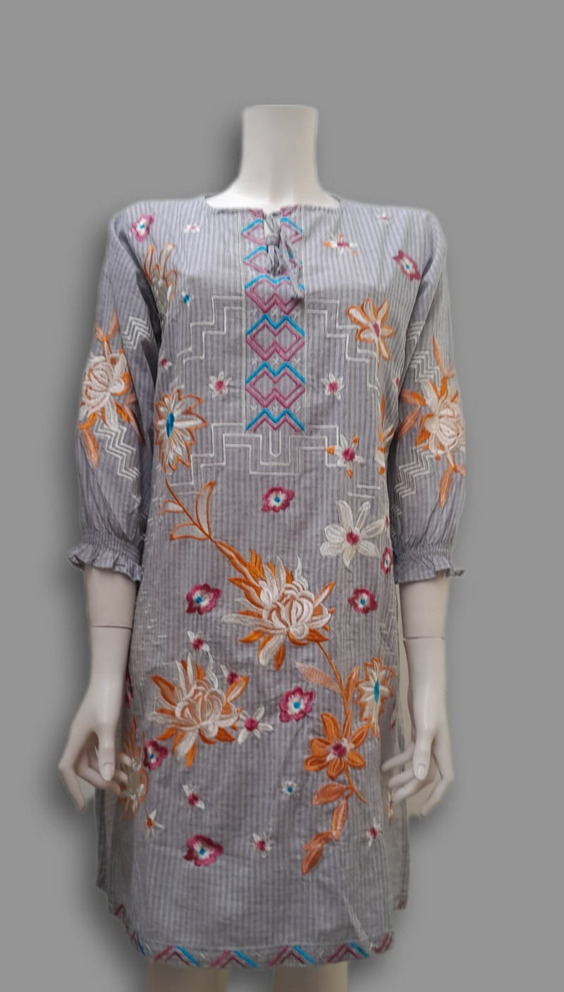 Chen One  Embroidered Fashion Traditional Shirt Grey