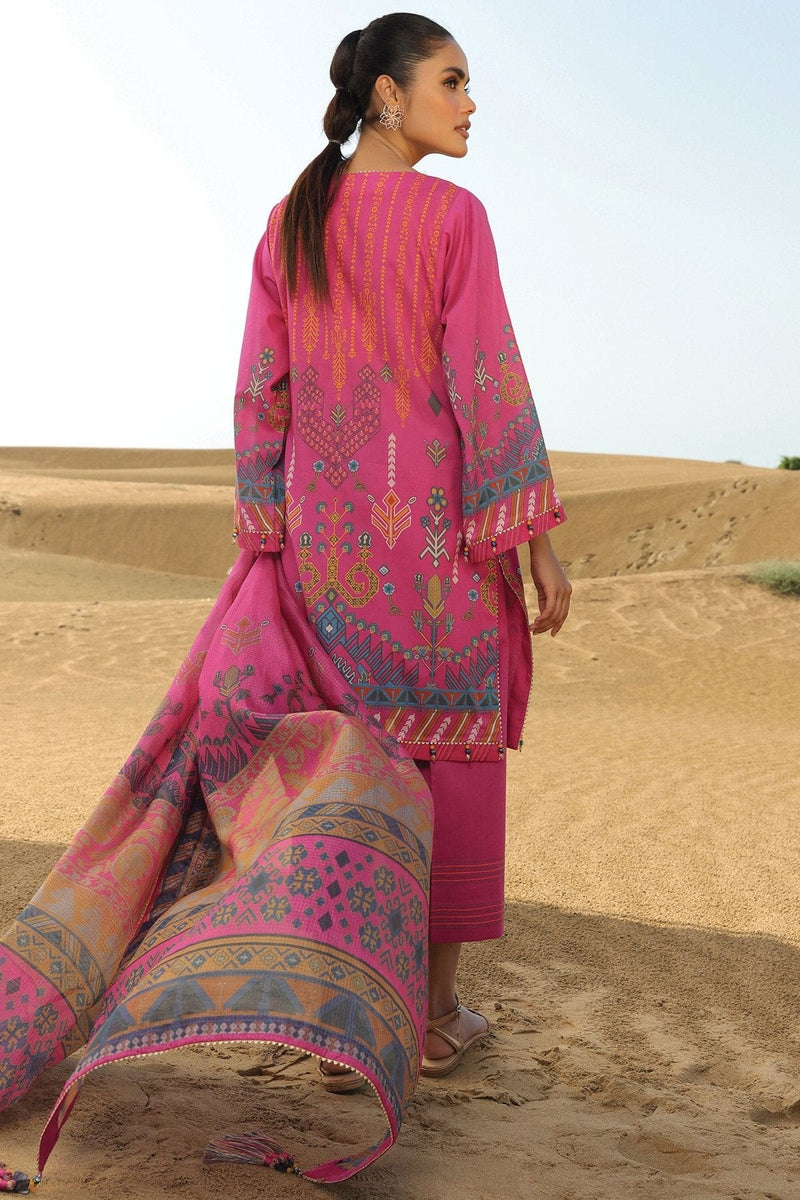 3 pc Embroidered Lawn Suit With Fancy Dupatta