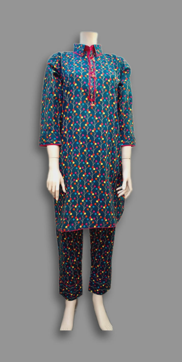 Khaddar multi  colour dress