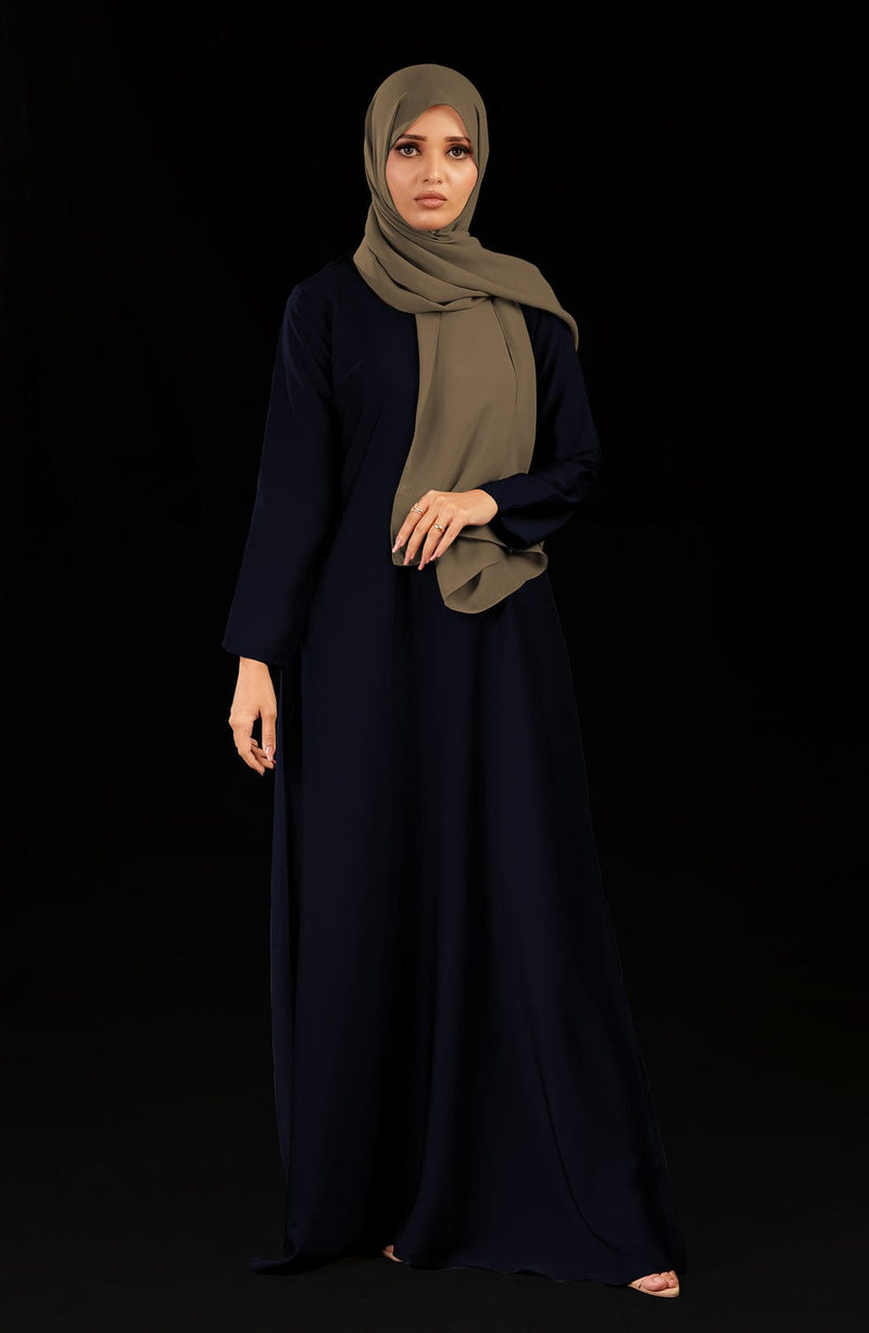 Plain Blue Front Closed Abaya