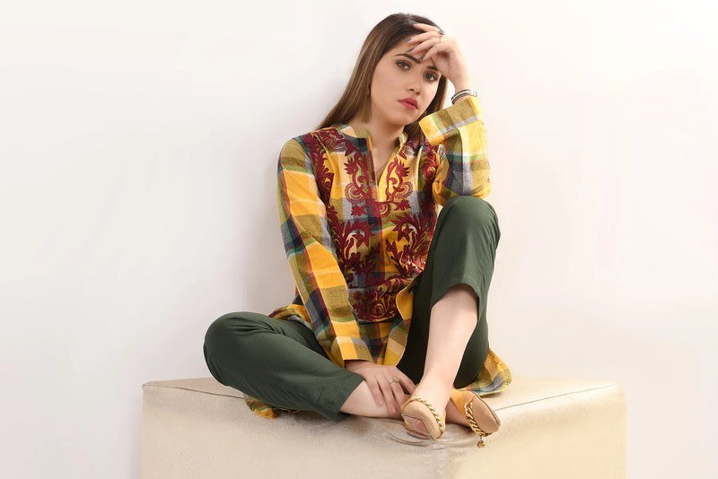 SHIRT CASUAL YELLOW CHECK