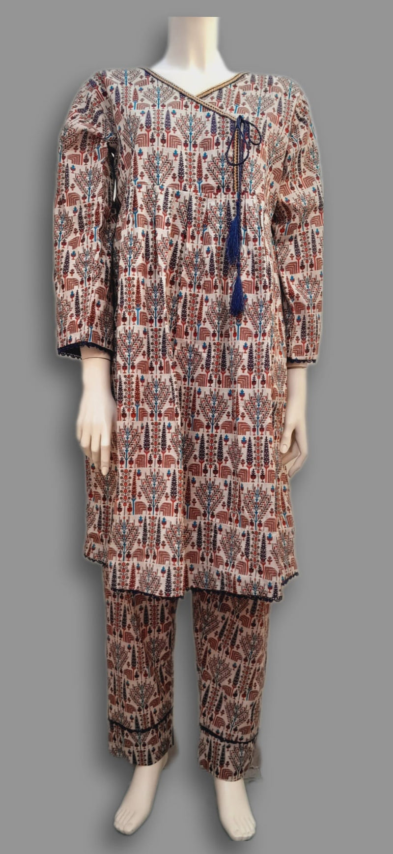 Khaddar Angrakha  style frock and trouser