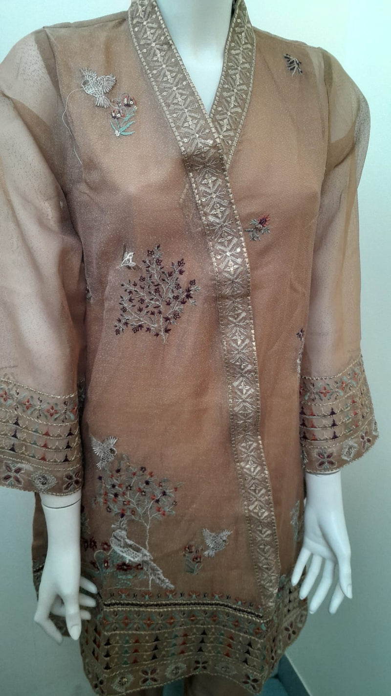 Dyed khadi Embroidered  dress