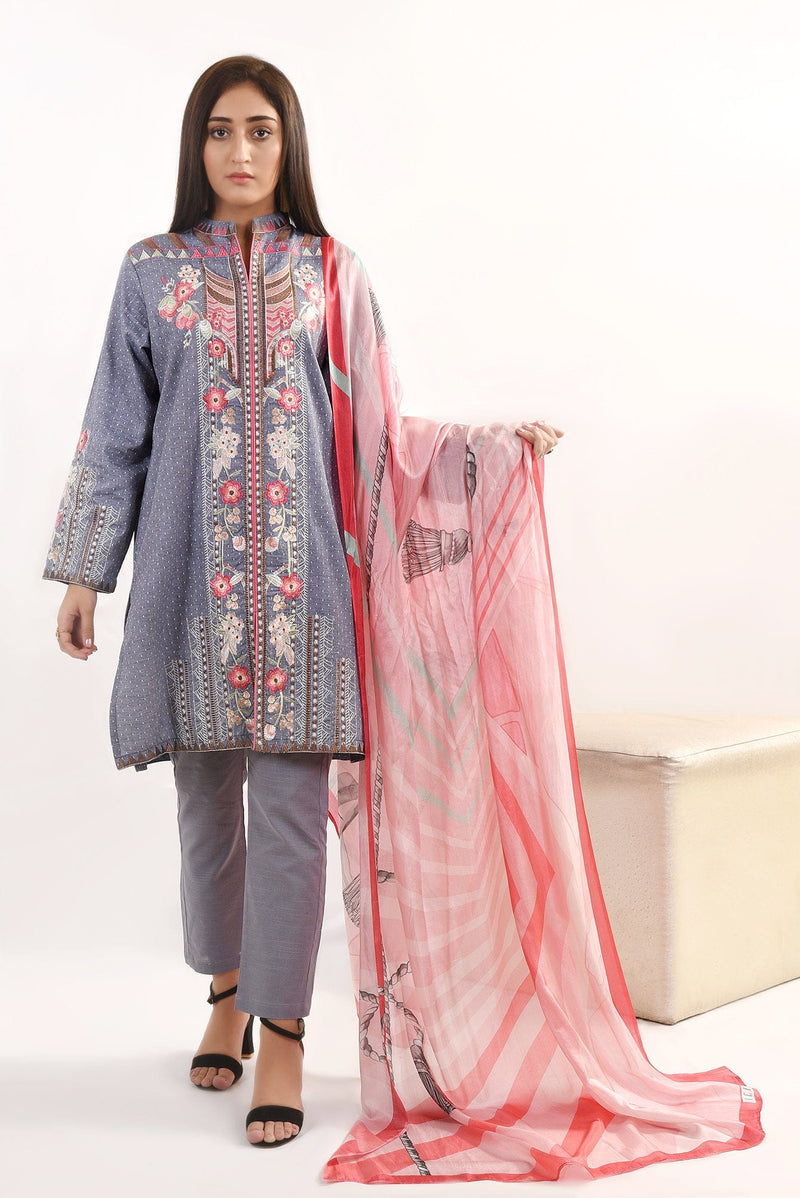 Chenone Embroidered  Suit Grey